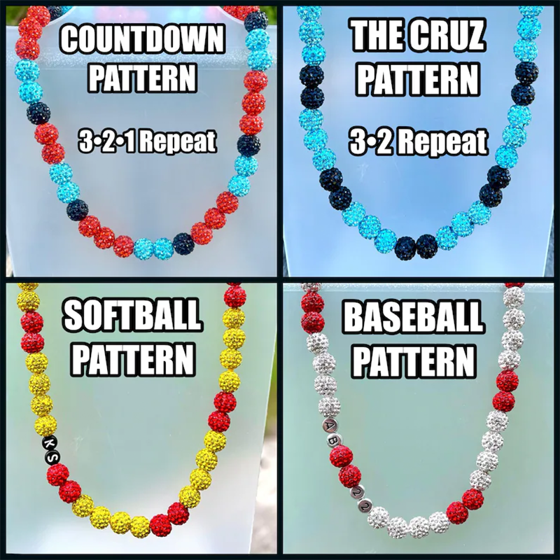 Custom Baseball Sparkle Beaded Necklace Bro Beads Baseball Rhinestone Necklace