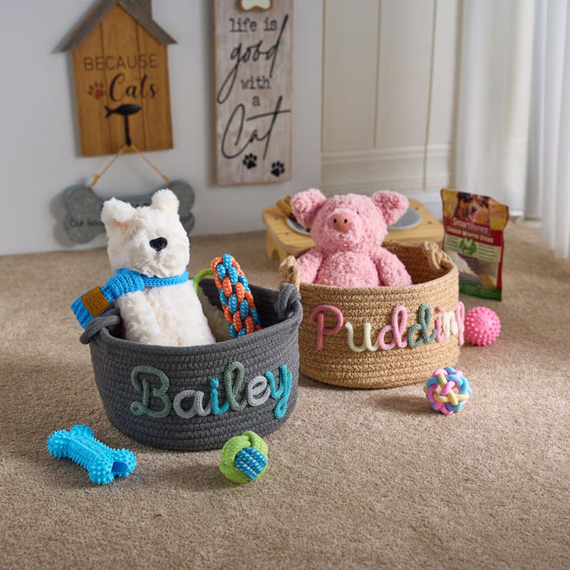 Personalized Pet Basket · Rope Cotton Basket · British made